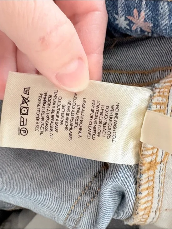 Anthropologie Pilcro Ultra High Rise Denim Shorts Button Fly Floral - Picture 9 of 10